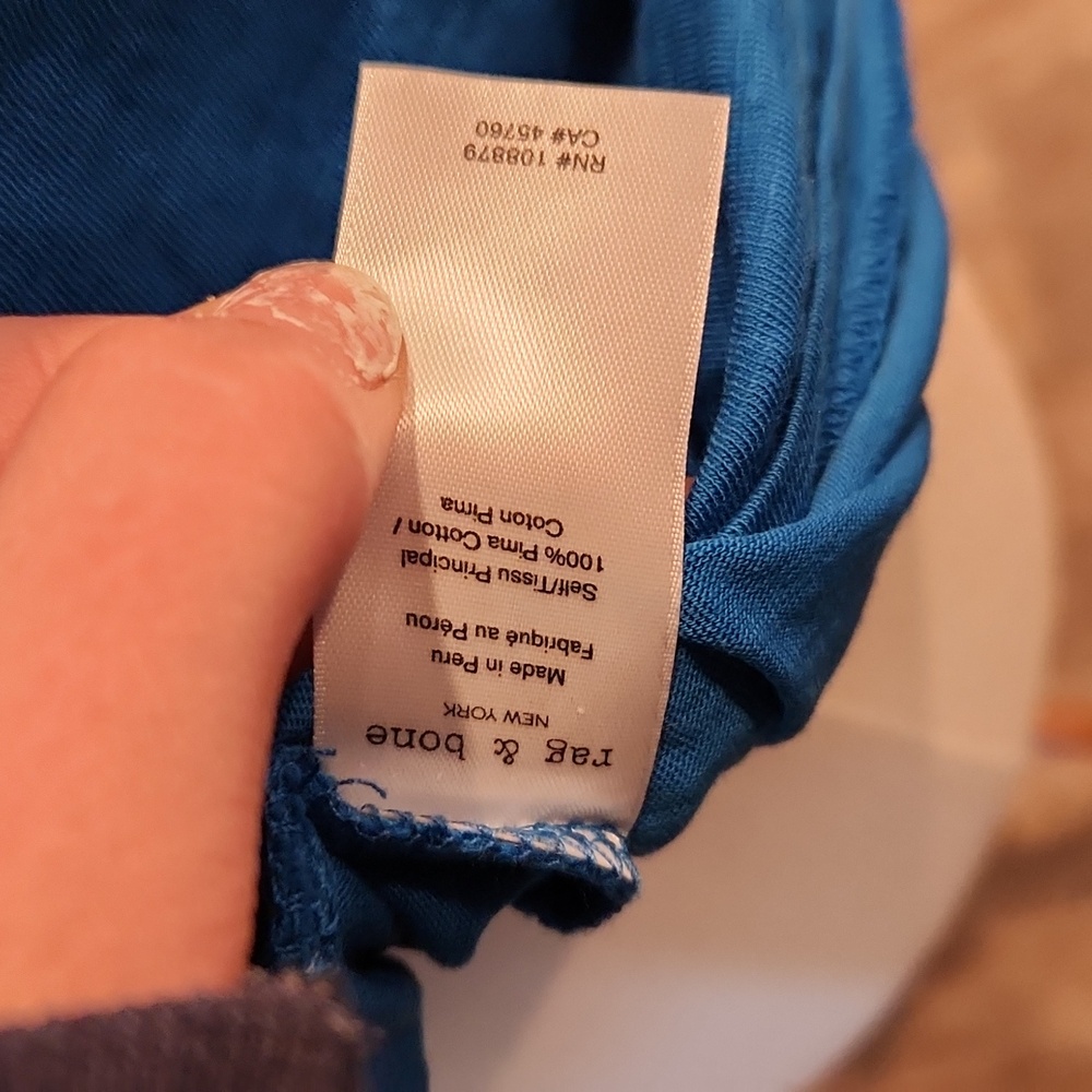 rag & bone Pima Cotton Vibrant Blue Short Sleeve Tee - Picture 7 of 7